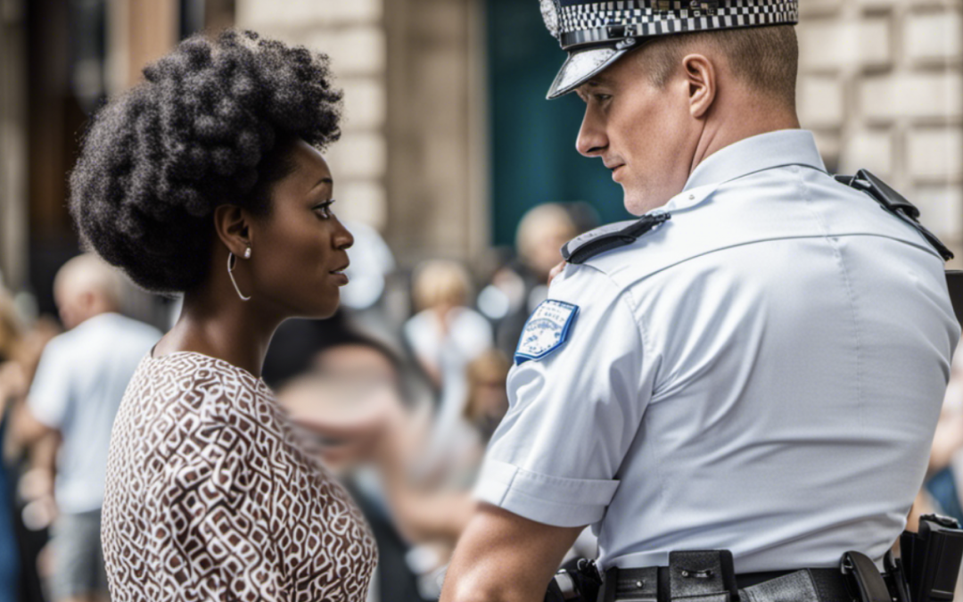 a white police officer positively engaging with a Black woman